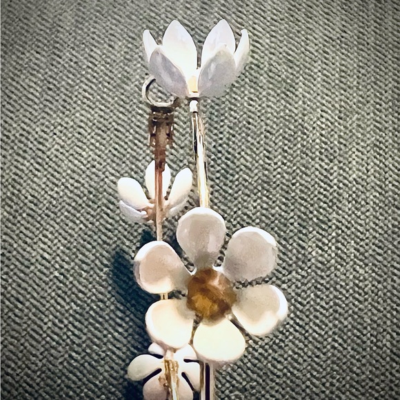 Betsy Johnson Flowered Gold Loop Earrings - Picture 2 of 2